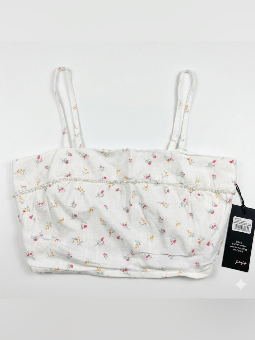 Wildfox White Floral Cropped Cami Top Size Medium NWT Cute Summer Boho